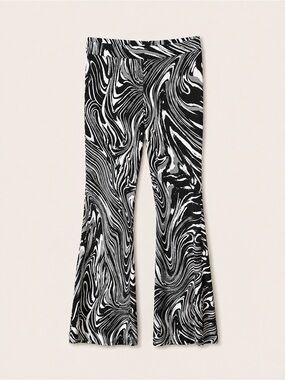 Bar III Black & White Marble Flare Legging Pants-Size M